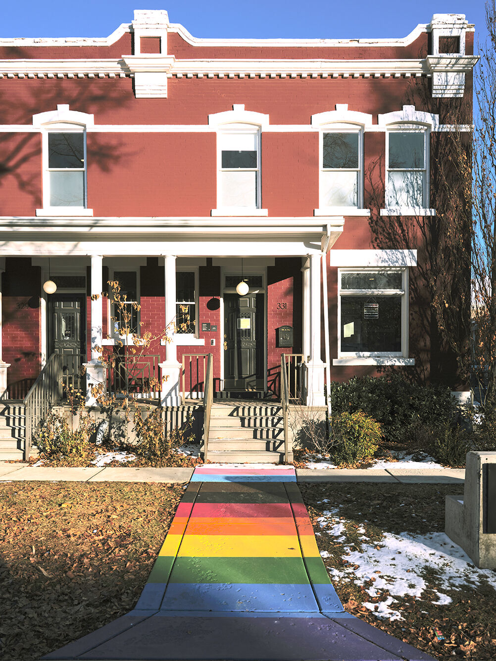 Home with rainbow walkway Home with rainbow walkway