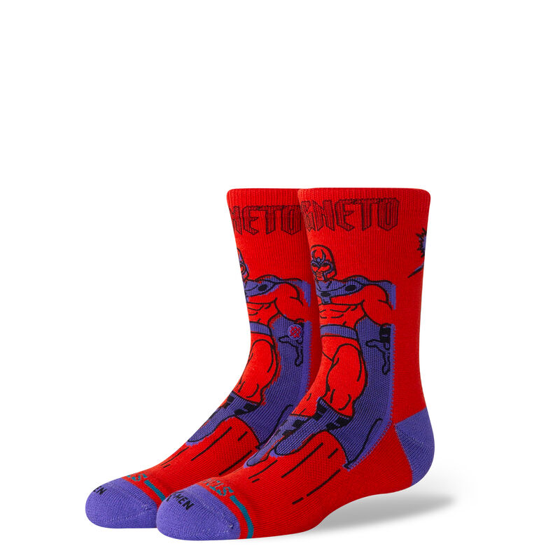 K555C25MAG | MAGNETO KIDS CREW | RED | M Marvel X Stance Kids Cotton Crew Socks