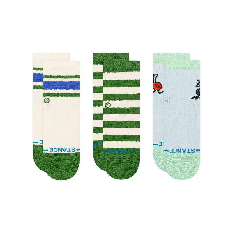 B110C25CO1 | COMMUNITY 3 PACK 1-2 YEARS | GREEN | 45659 Baby & Toddler Crew Socks 3 Pack