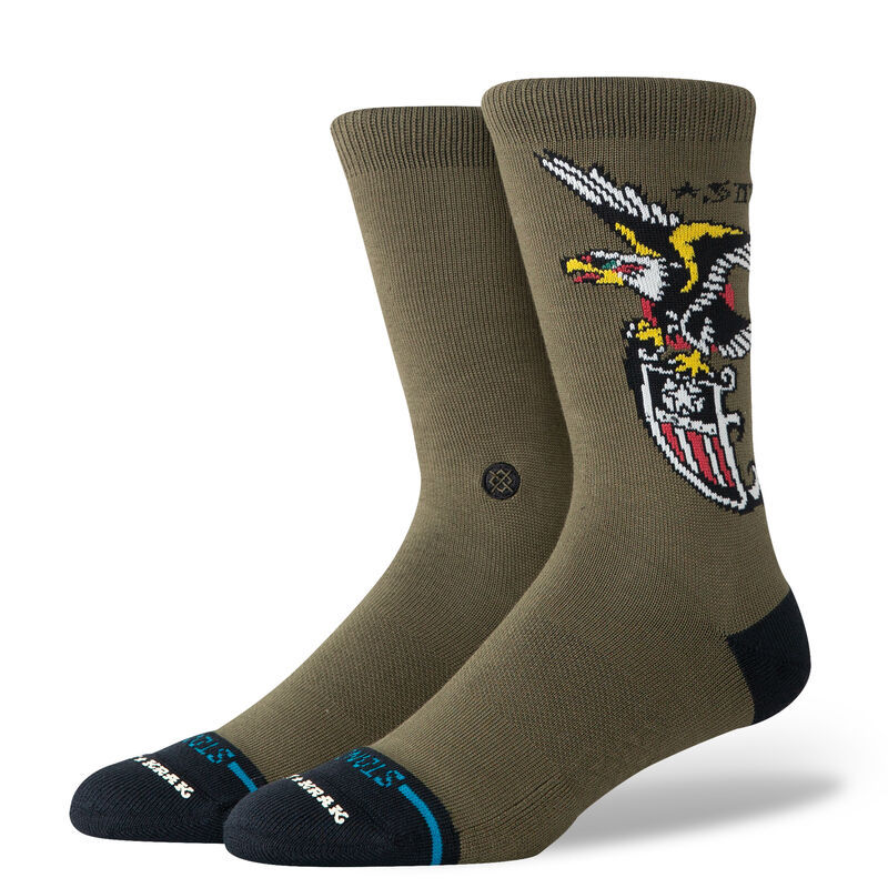 A555C25THE | THE EAGLE CREW | MILITARY GREEN | L Bert Krak X Stance Crew Socks