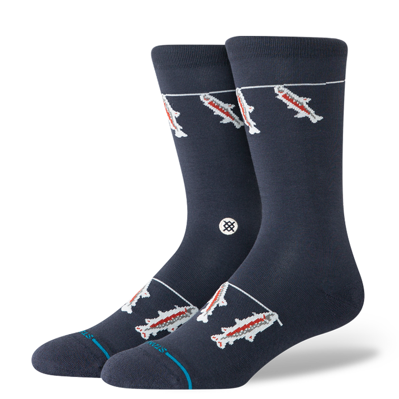A556D25GON | GONE FISHIN CREW | NAVY | L Cotton Crew Light Cushion Socks